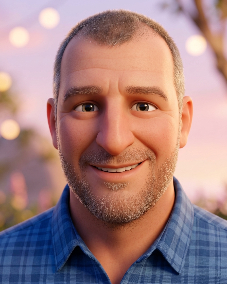 Pixar 3D postavička - AI portrét Ján Mika